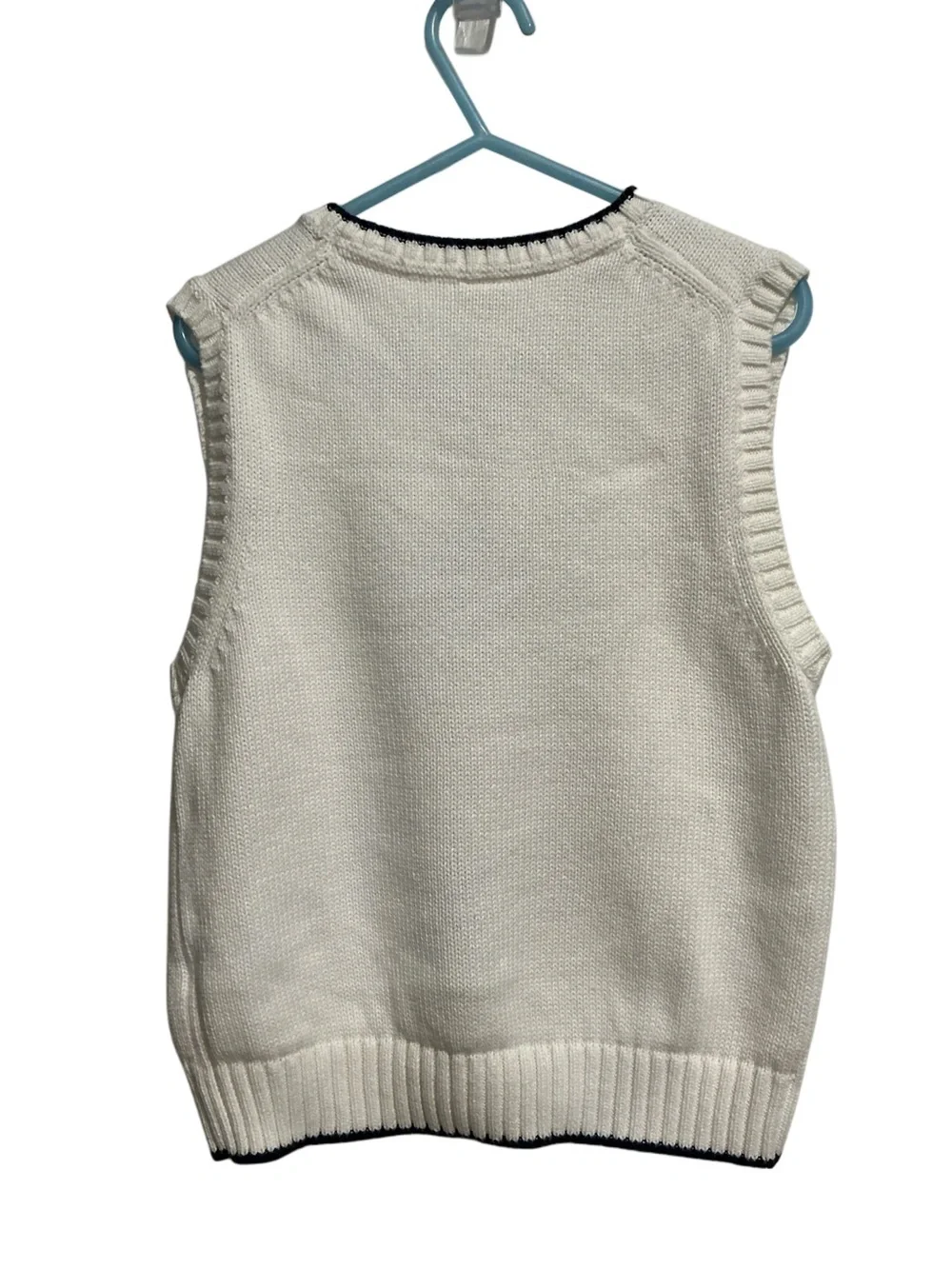 Janie and Jack Boys White Argyle Knit Sweater V-neck